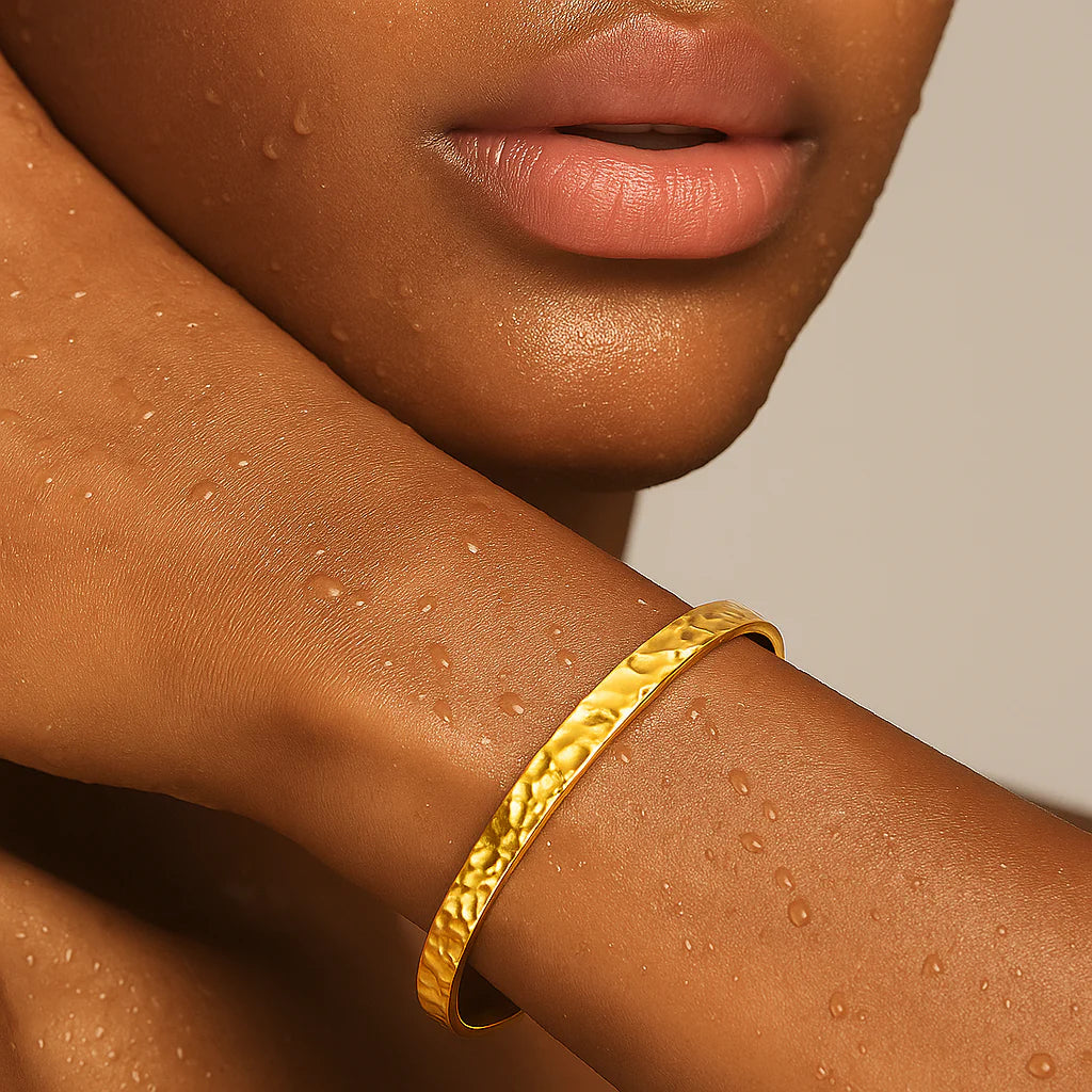 Maribel Hammered Gold Bangle Bracelet