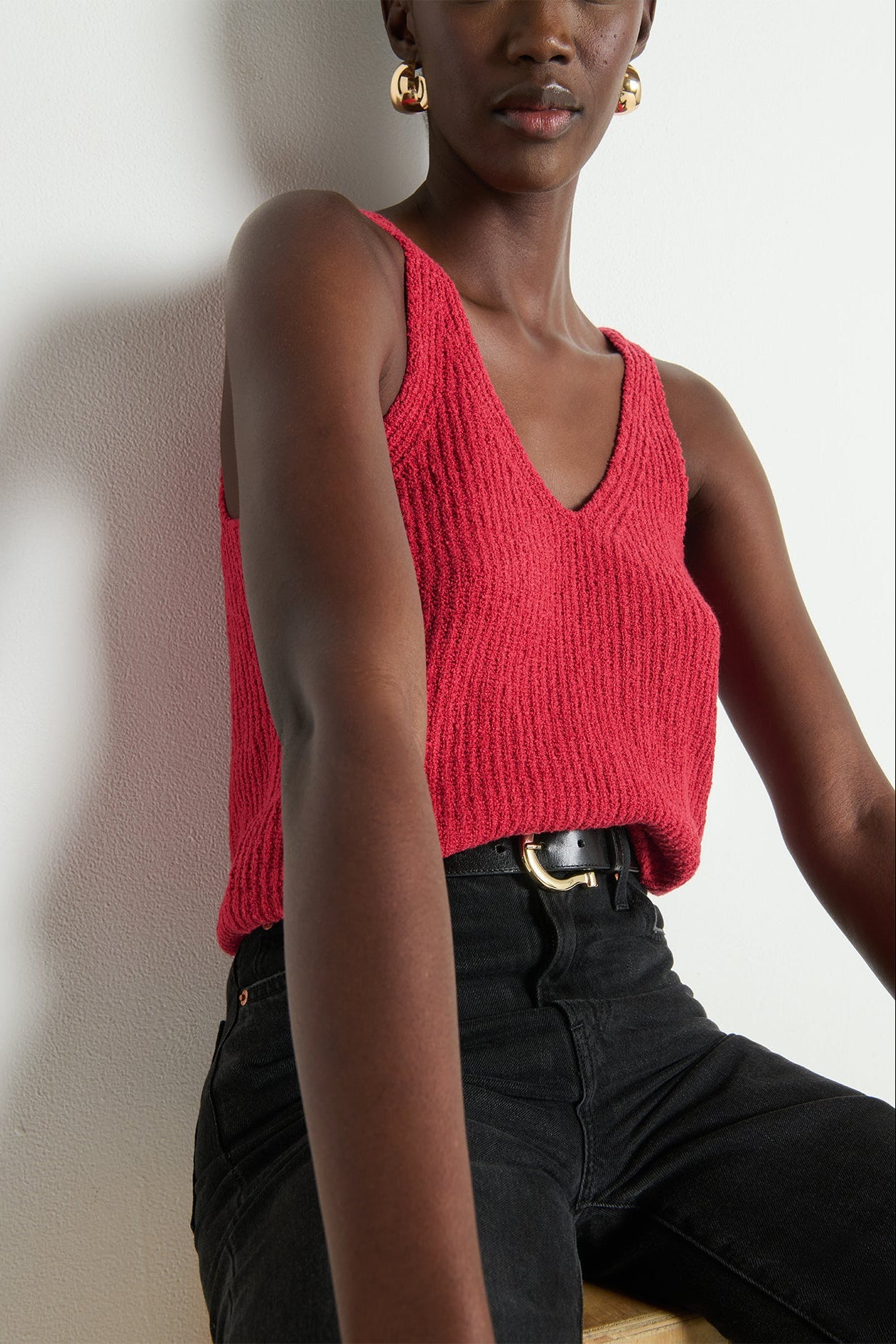 Cece Sweater Tank in Heartbeat Red