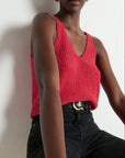 Cece Sweater Tank in Heartbeat Red
