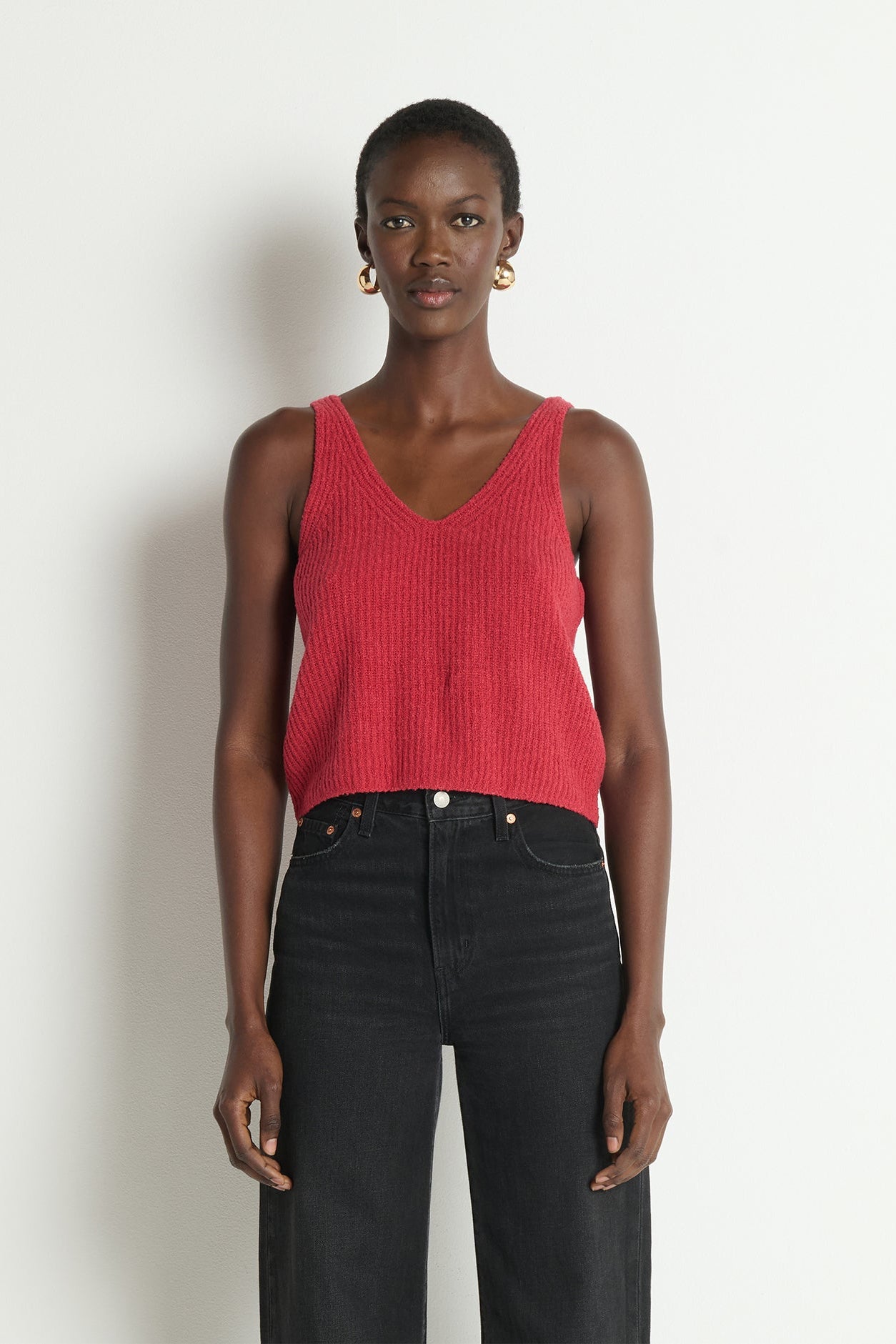 Cece Sweater Tank in Heartbeat Red