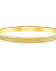 Gold bracelet with 'EV' engraving on a white background