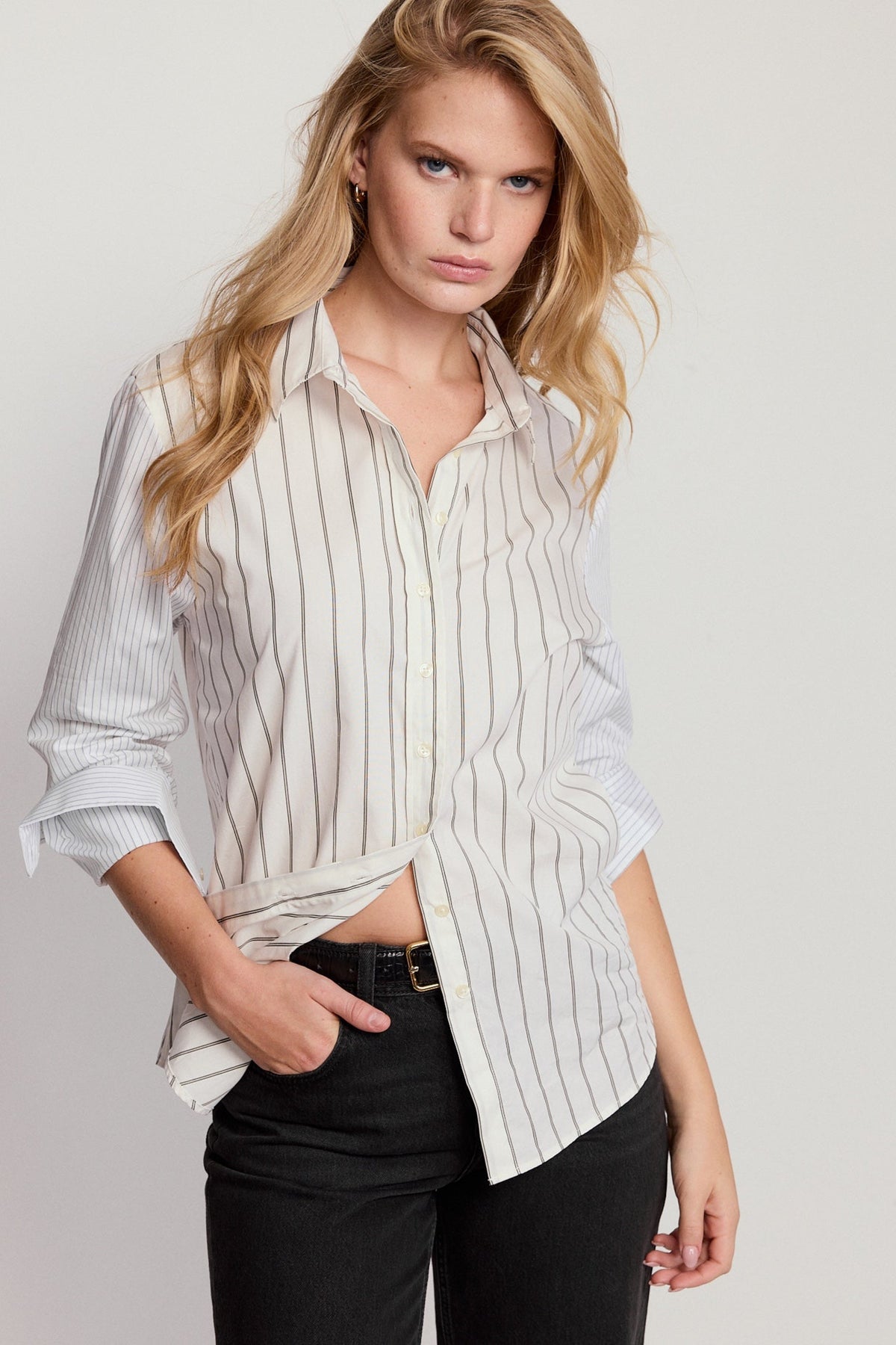 The Boyfriend Shirt - Striped Olive
