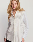 The Boyfriend Shirt - Striped Olive