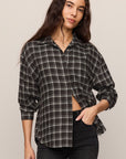 River Plaid Button Up - Ash Black