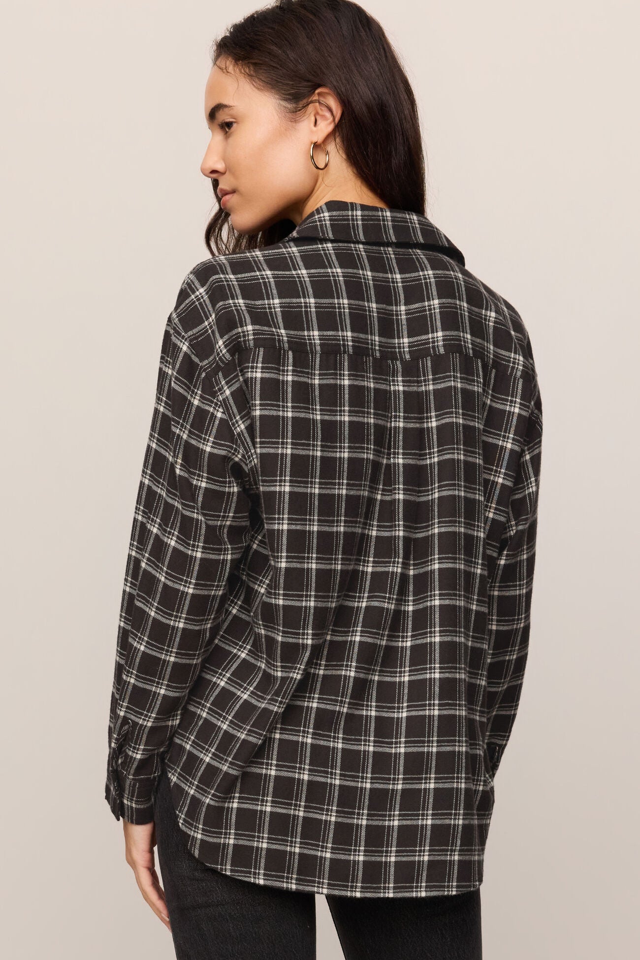 River Plaid Button Up - Ash Black
