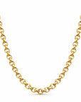 Gold chain necklace on a white background