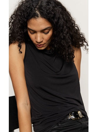 Soft Cowl Neck Shell - Black