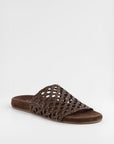 Brown woven sandal on a white background