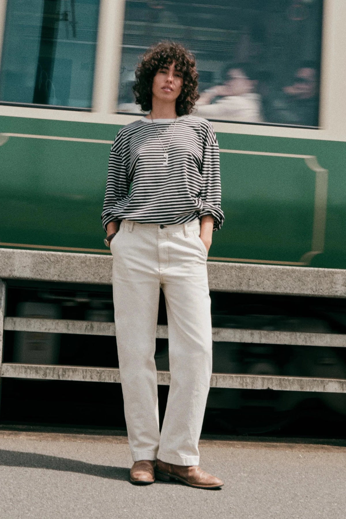 Sunwashed Long Sleeve Retro Tee - Inkwell Stripe