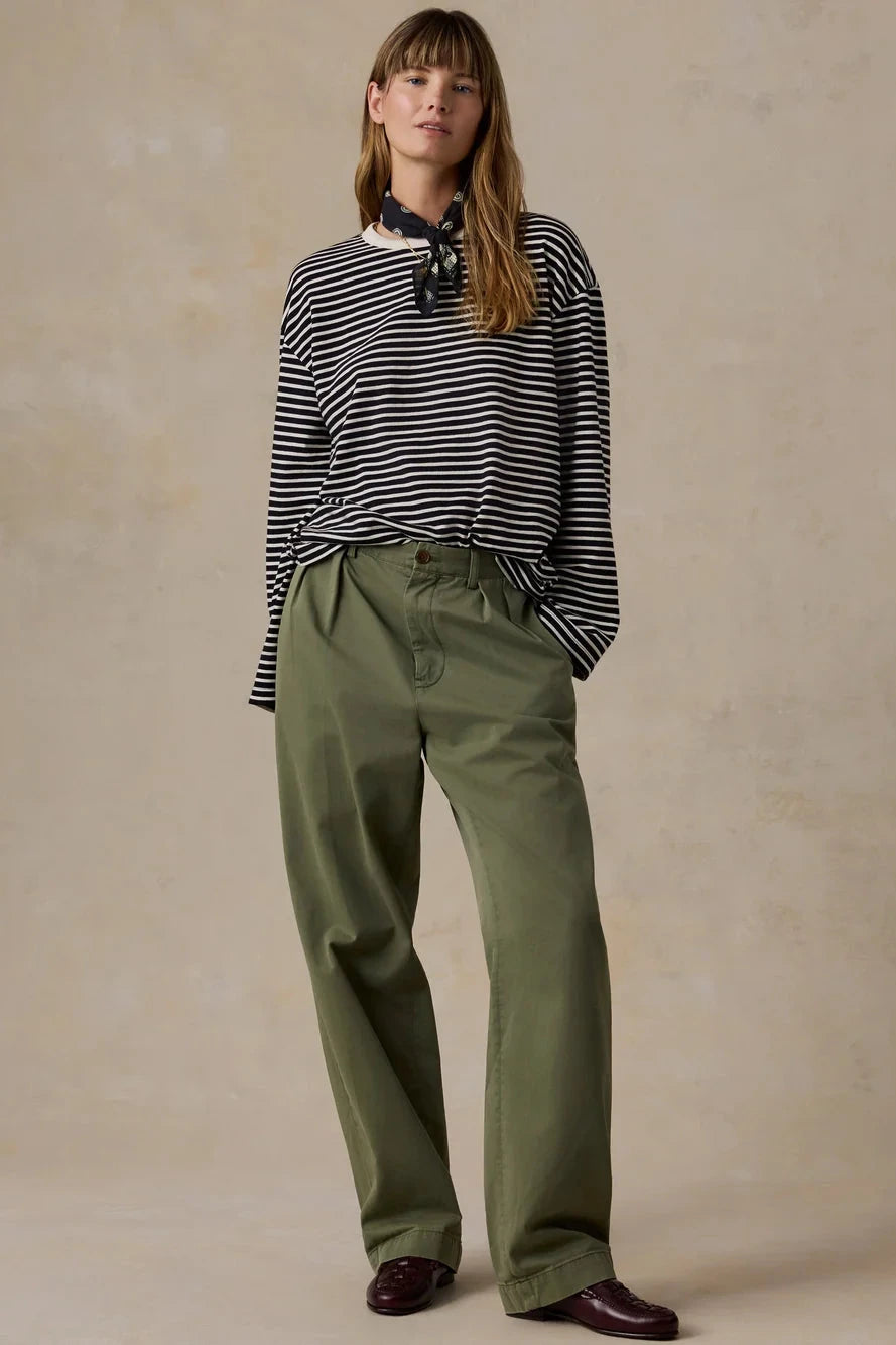 Sunwashed Long Sleeve Retro Tee - Inkwell Stripe