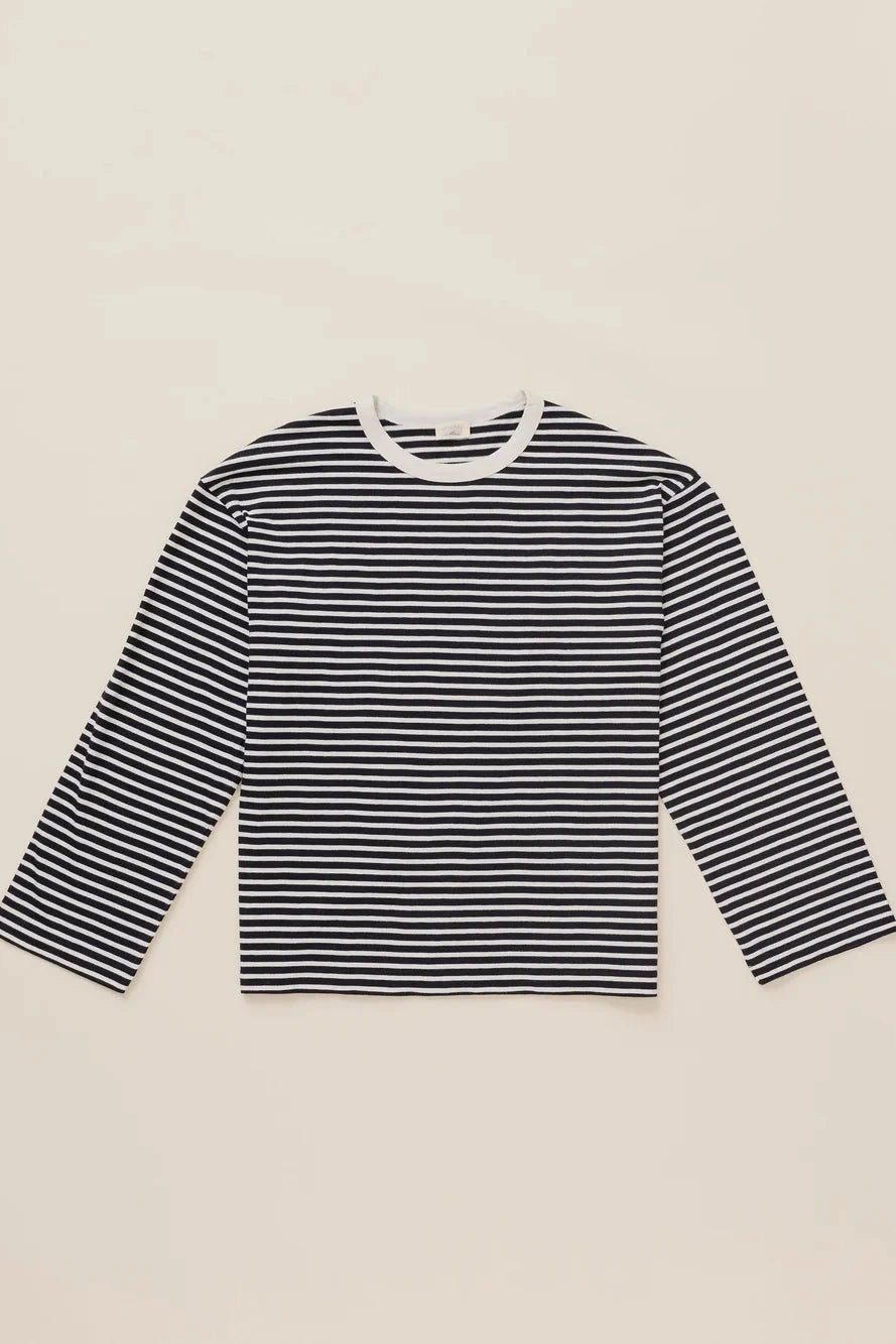 Sunwashed Long Sleeve Retro Tee - Inkwell Stripe