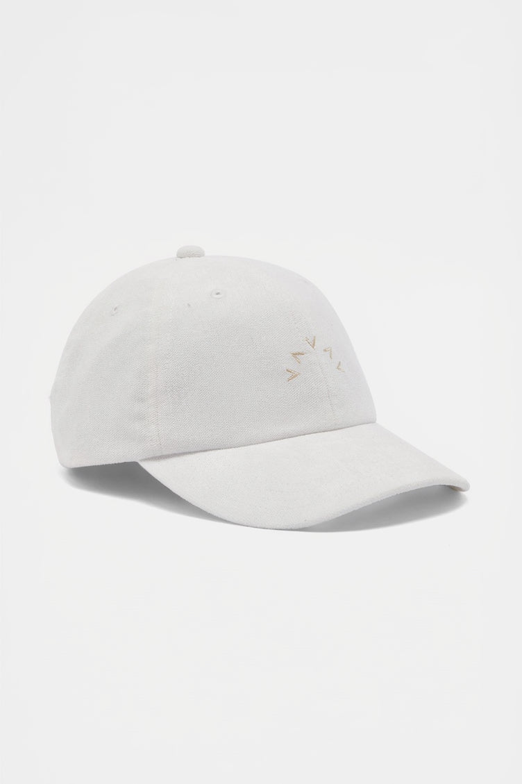 White baseball cap on a light gray background