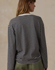 Sunwashed Long Sleeve Retro Tee - Black/White Striped