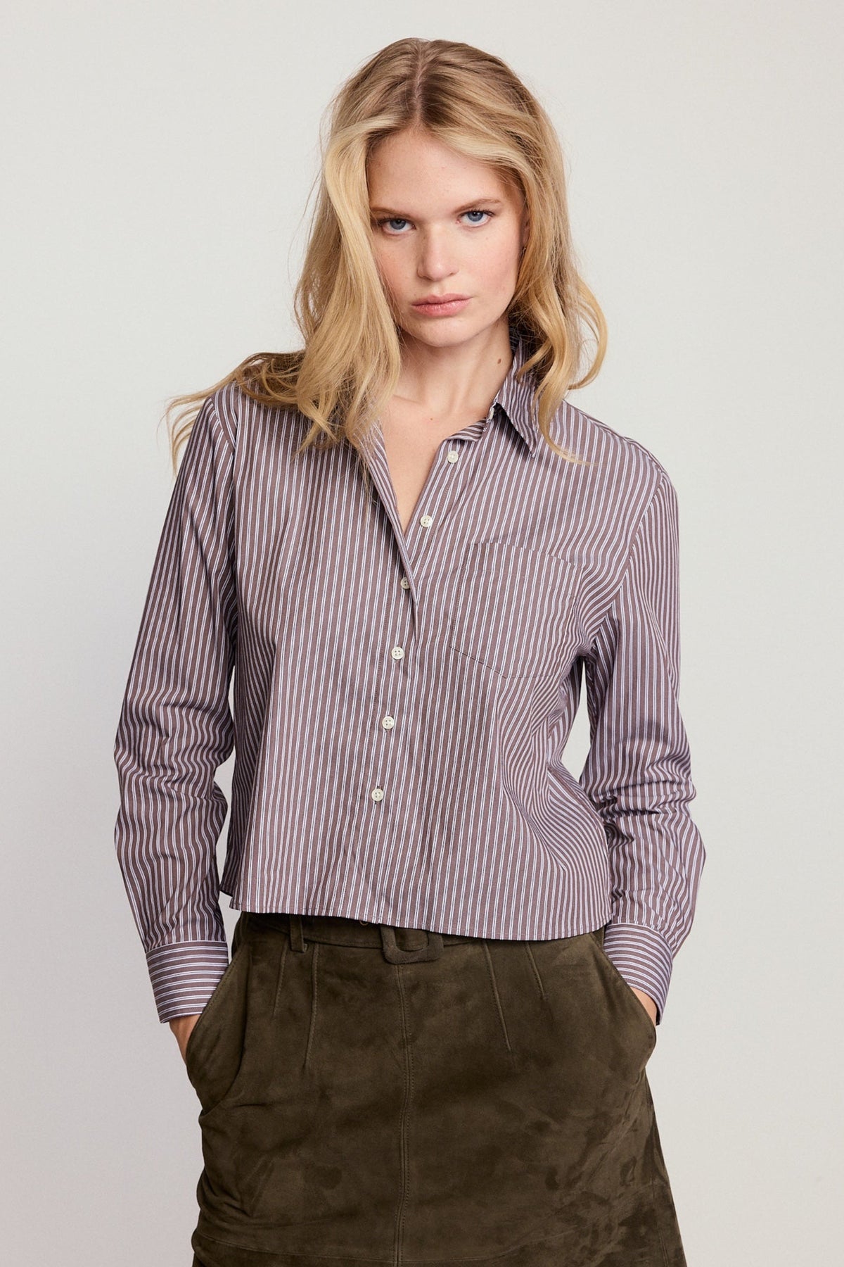 Boxy Boyfriend Shirt - Brown Stripe