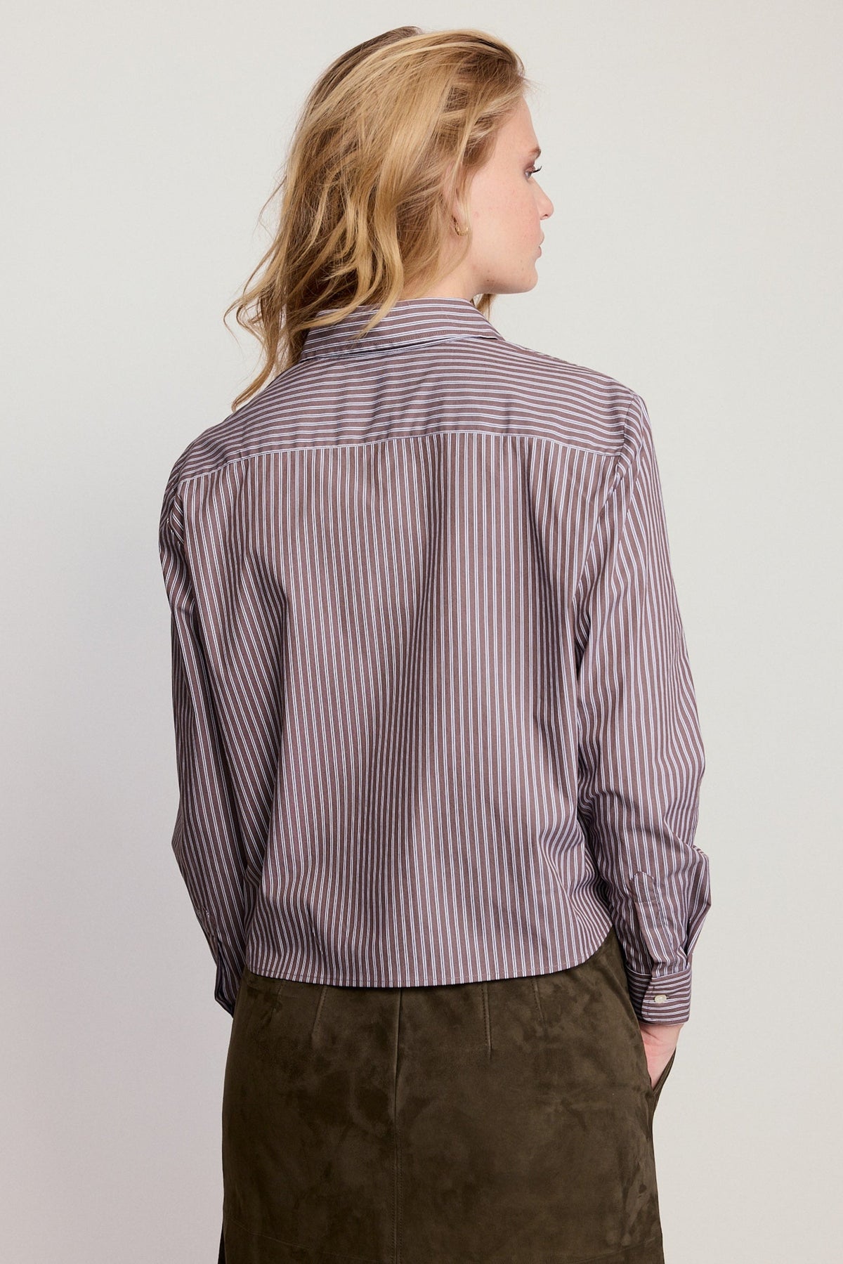 Boxy Boyfriend Shirt - Brown Stripe