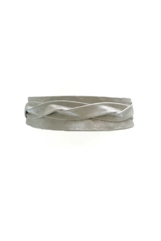 Silver wrap belt on a white background