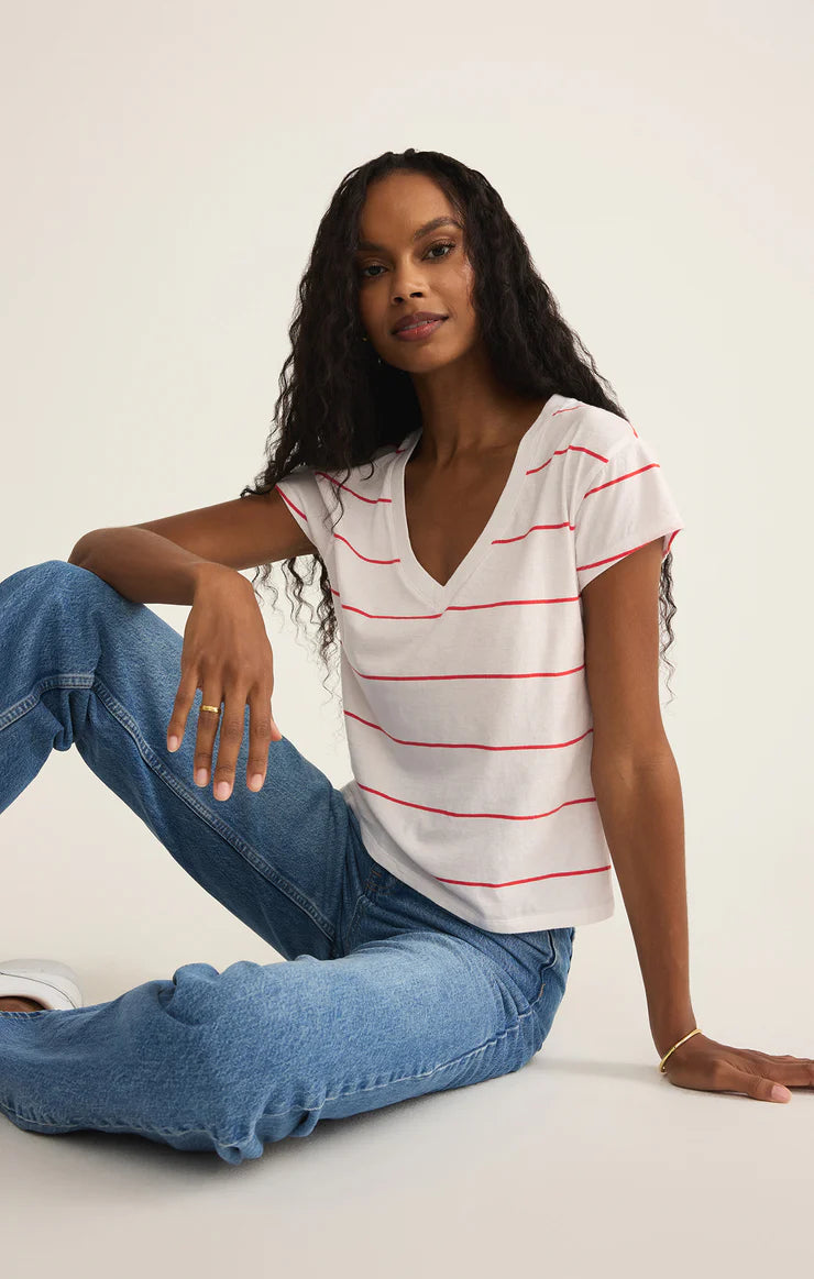Striped Modern V-Neck Tee