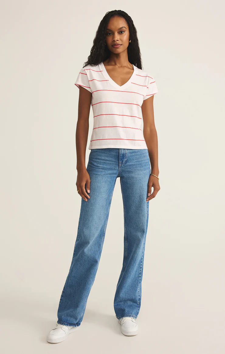 Striped Modern V-Neck Tee