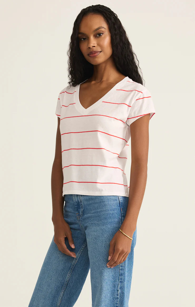 Striped Modern V-Neck Tee