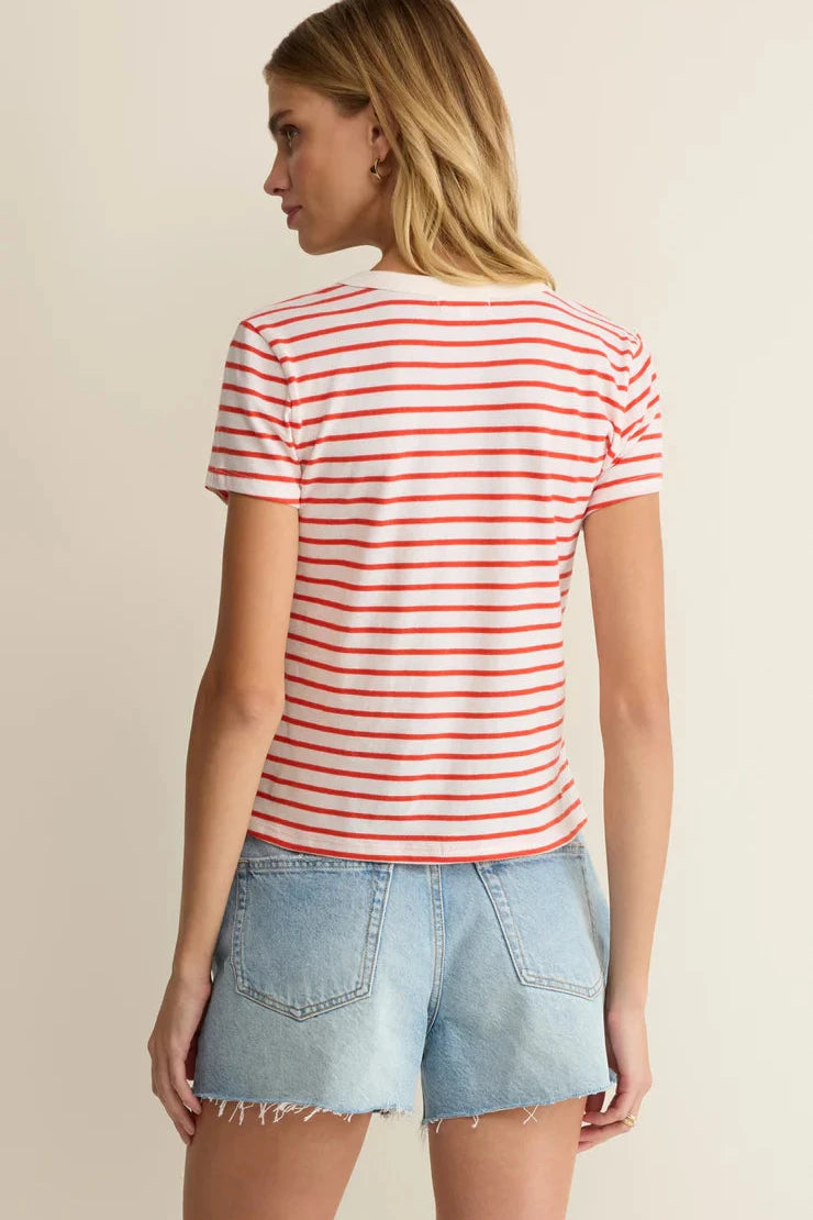 Junie Striped Tee - Lychee