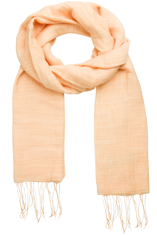 Beige scarf with fringes on a white background