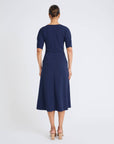 Belted V-Neck Midi Dress