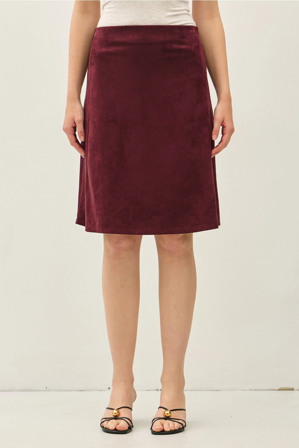 Faux Suede A-Line Skirt in Merlot