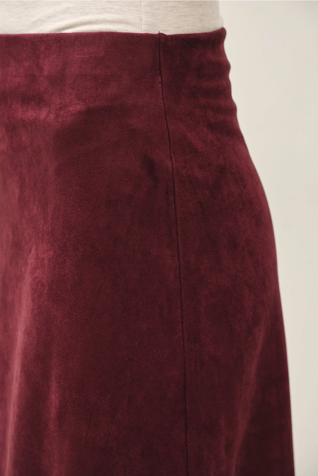 Faux Suede A-Line Skirt in Merlot