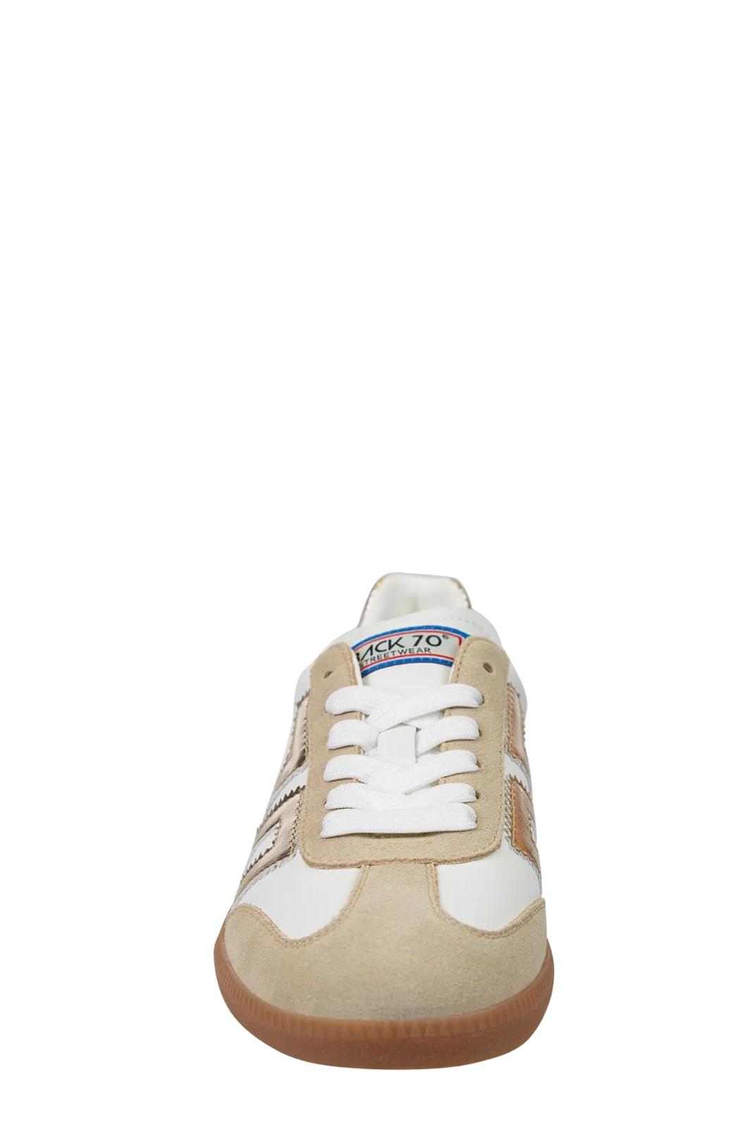 Beige and white sneaker with 'Puma' branding on a white background