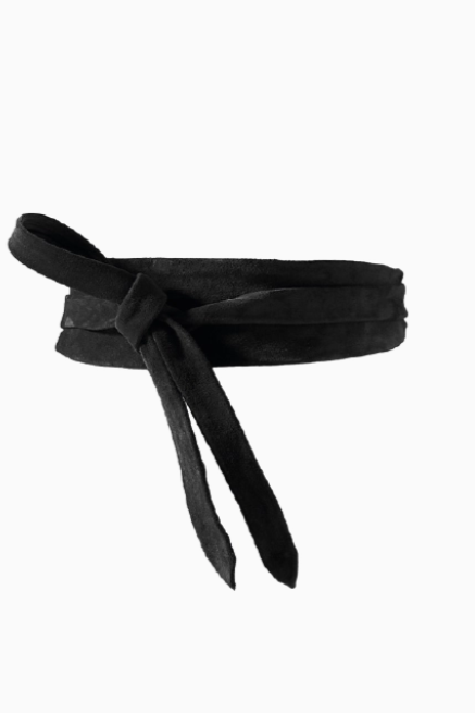 Black belt with a bow on a white background