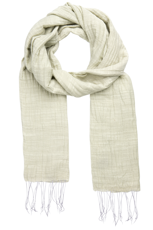 Light green scarf with fringes on a white background