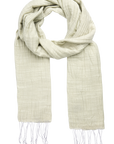 Light green scarf with fringes on a white background