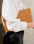 Marlow Suede Clutch Bag - Cognac