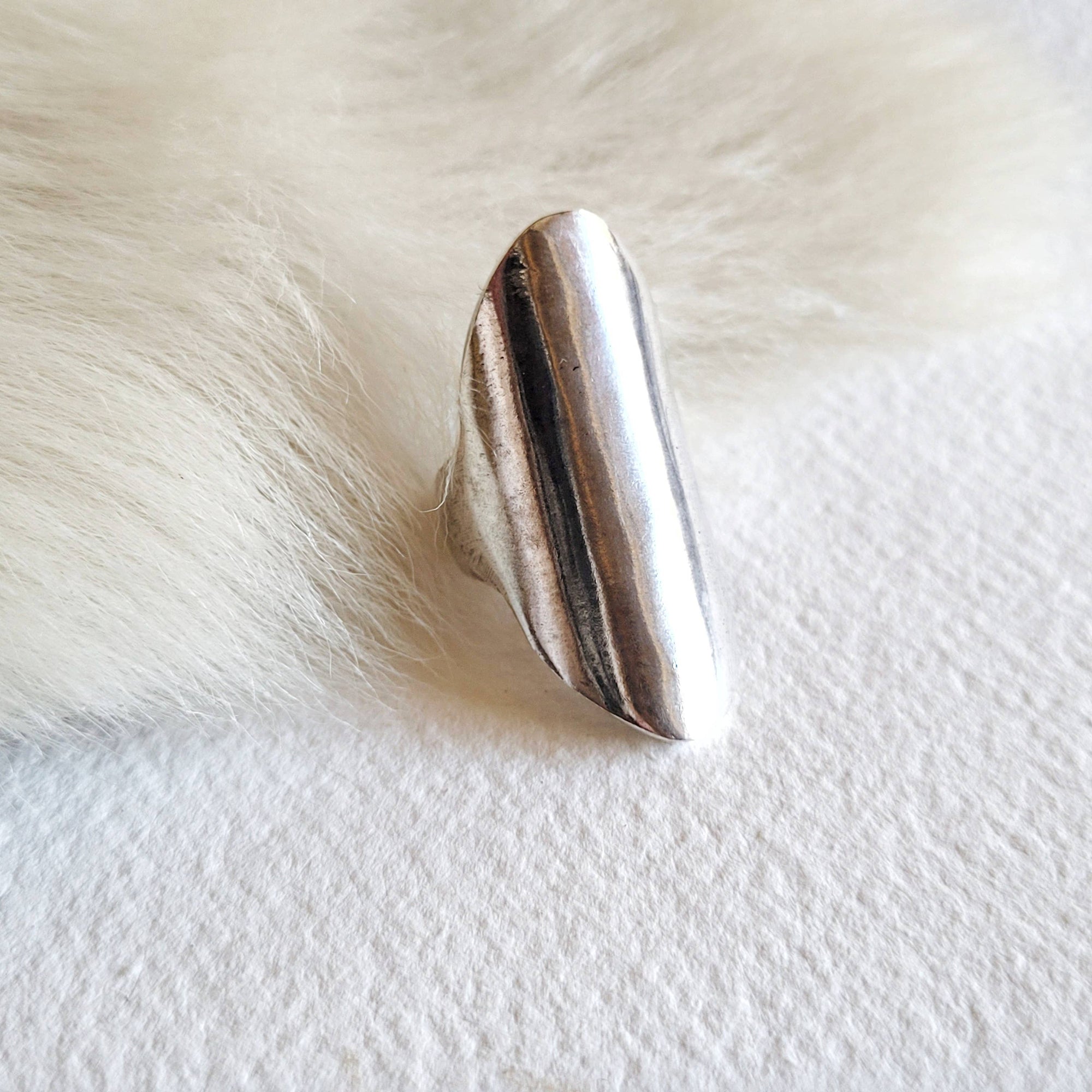 Handmade Armor Statement Ring - Silver