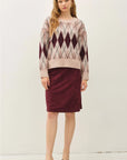 Faux Suede A-Line Skirt in Merlot