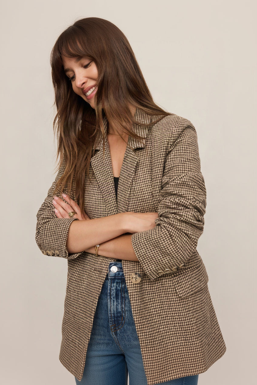 Evan Check Blazer - Dark Chocolate