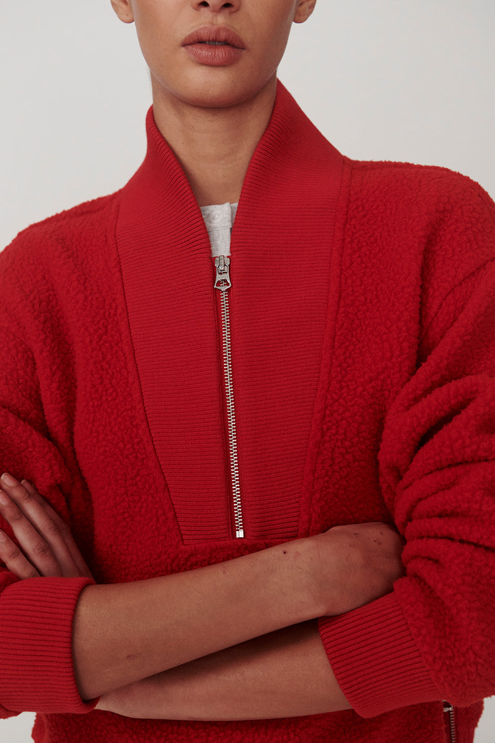 Mumford Half Zip Fleece - Washed Red