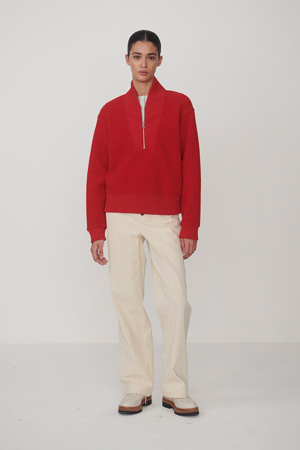 Mumford Half Zip Fleece - Washed Red