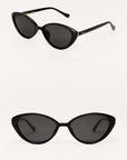 Black cat-eye sunglasses on a white background