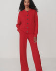 Olwen Button Front Sweater - Red Marl