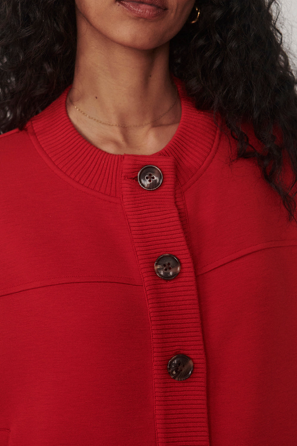 Olwen Button Front Sweater - Red Marl