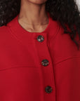 Olwen Button Front Sweater - Red Marl