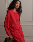 Olwen Button Front Sweater - Red Marl