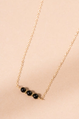 Onyx Trio Necklace - Gold-filled