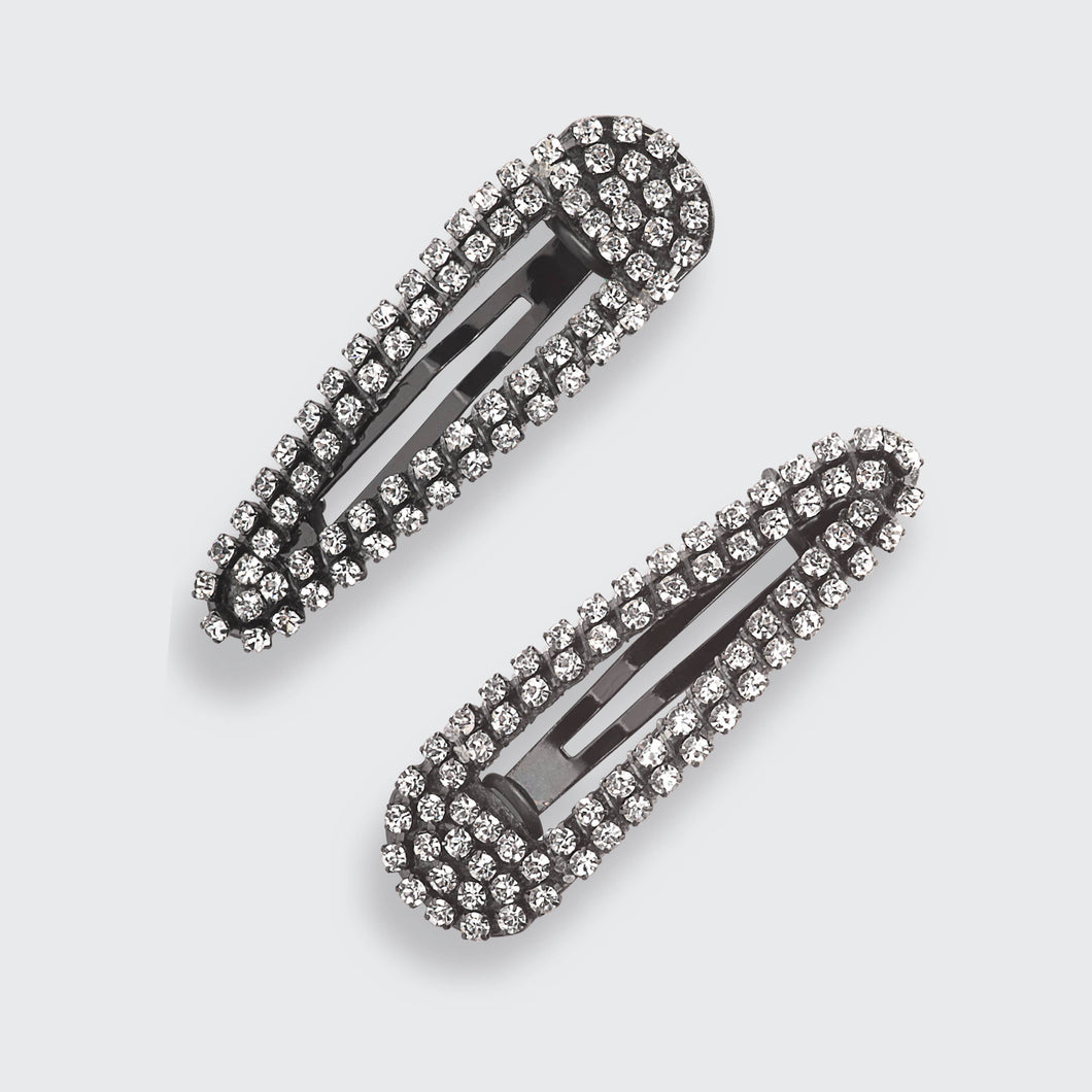 Mini Rhinestone Snap Clips - Hematite